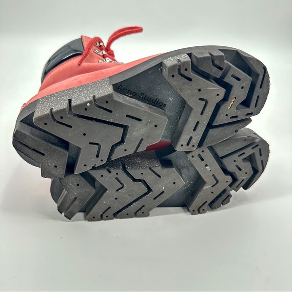 Acne Studios Telde Pink Calfskin Chunky Platform Hiking Lug Boots Women Size 35 - Picture 9 of 10